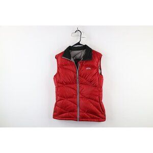 Golite Womens Medium Spell Out Duck Down Insulated Puffer Vest Jacket Red